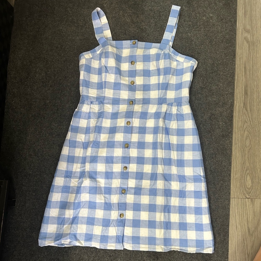 NWT J. Crew Factory Blue and White Checkered Mini Dress